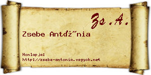 Zsebe Antónia névjegykártya